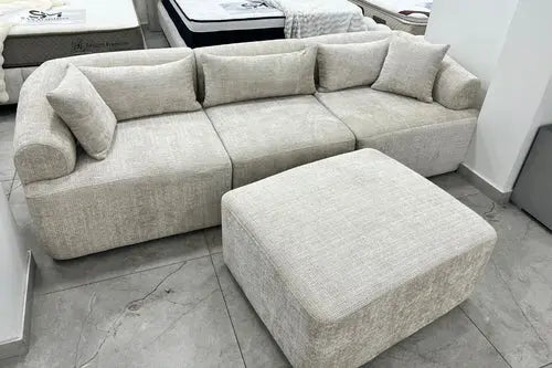 Canapé Mila Modulable Tissu Marbella Crème Swedzo-Meuble