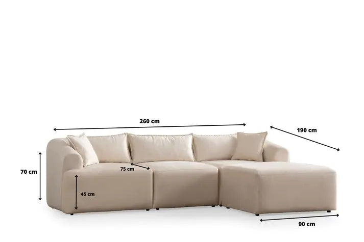 Canapé Mila Modulable Tissu Marbella Crème Swedzo-Meuble