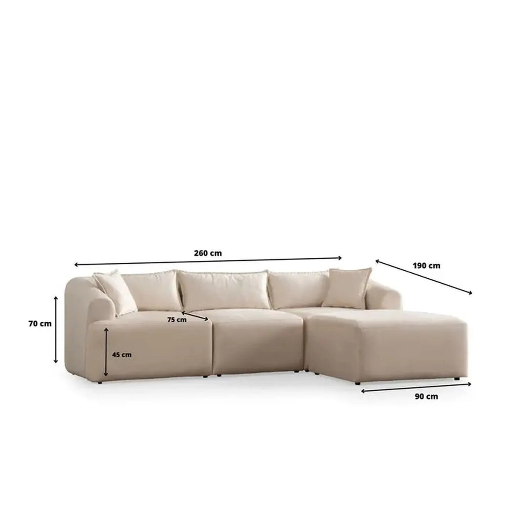 Canapé Mila Modulable Tissu Marbella Crème