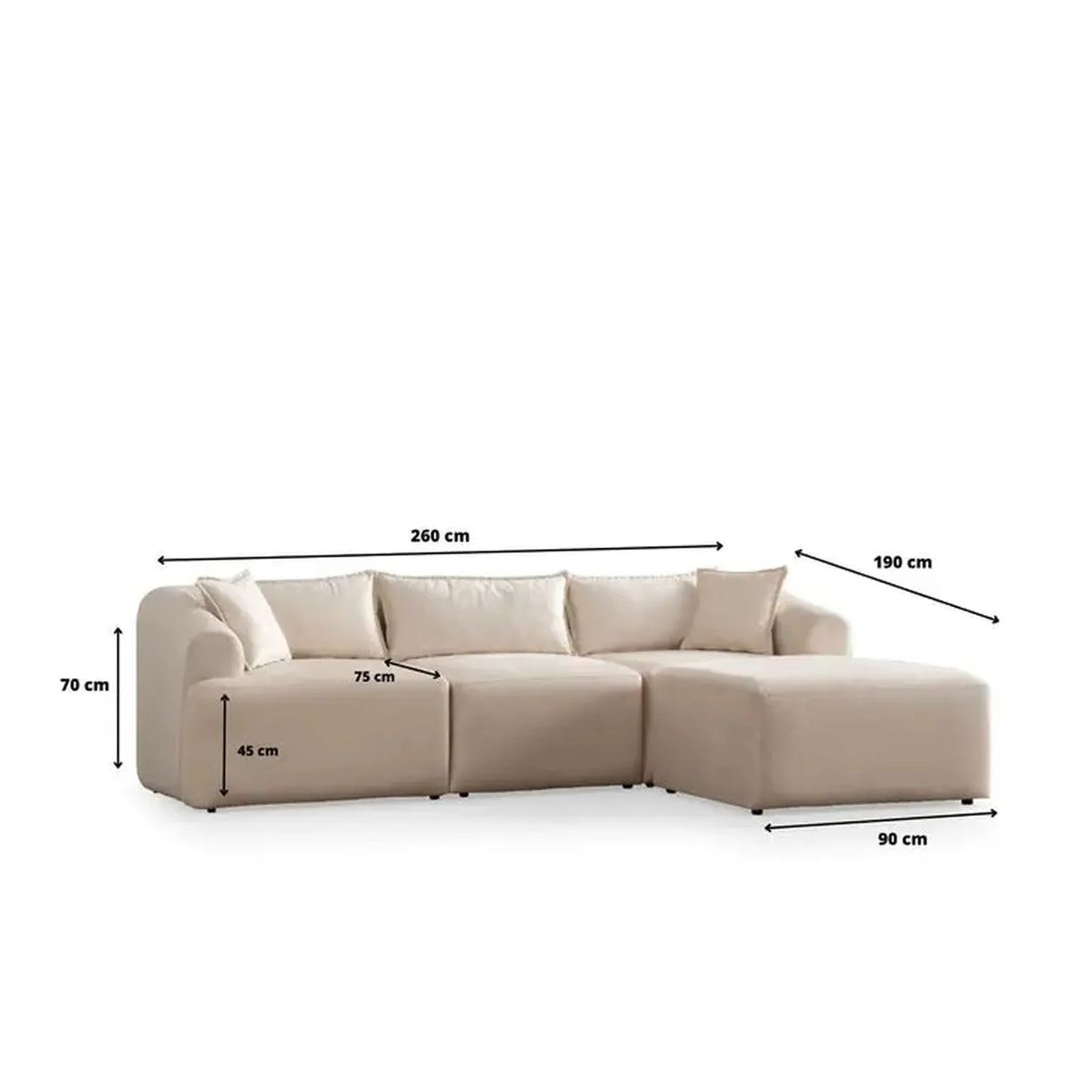 Canapé Mila Modulable Tissu Marbella Crème