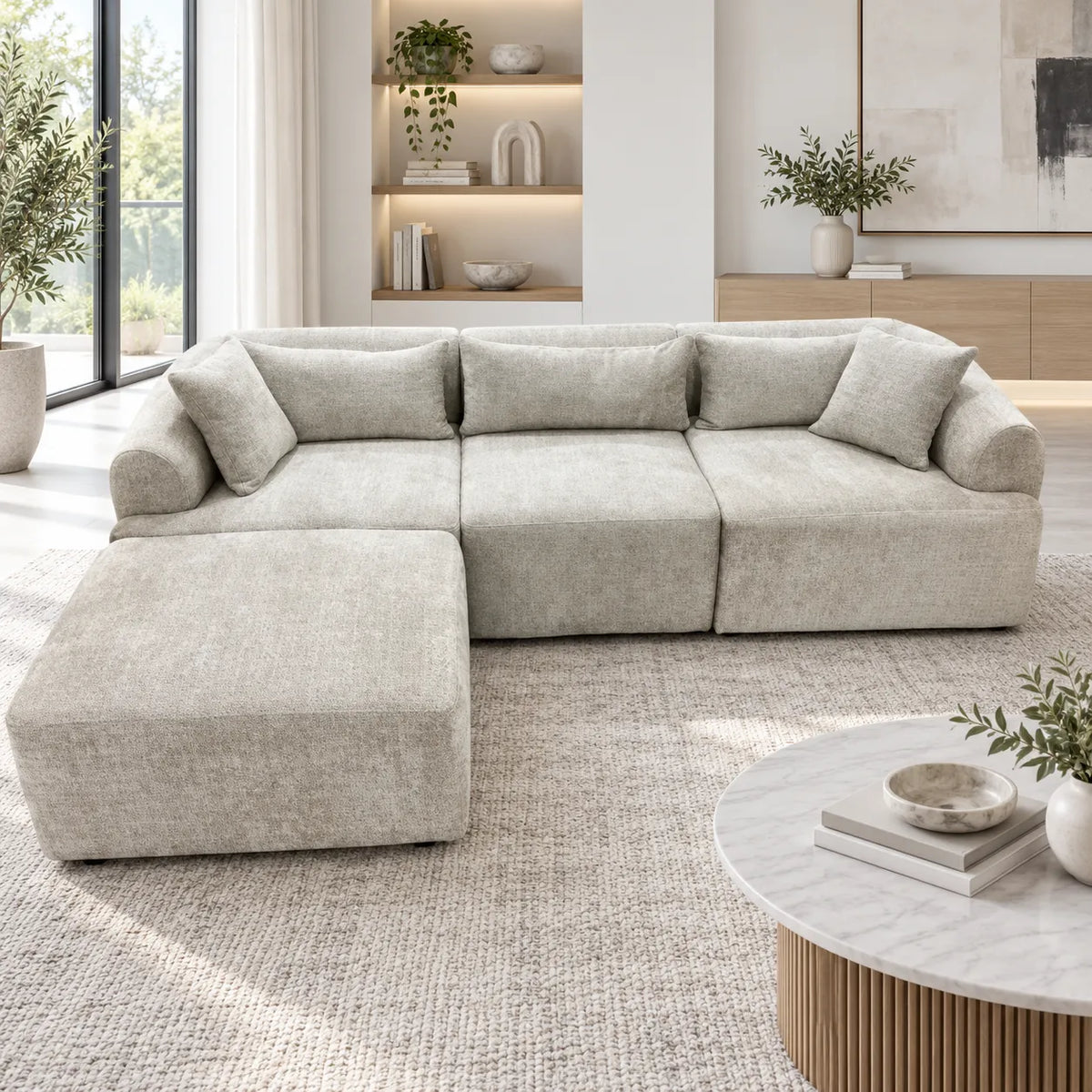 Canapé Mila Modulable Tissu Marbella Crème