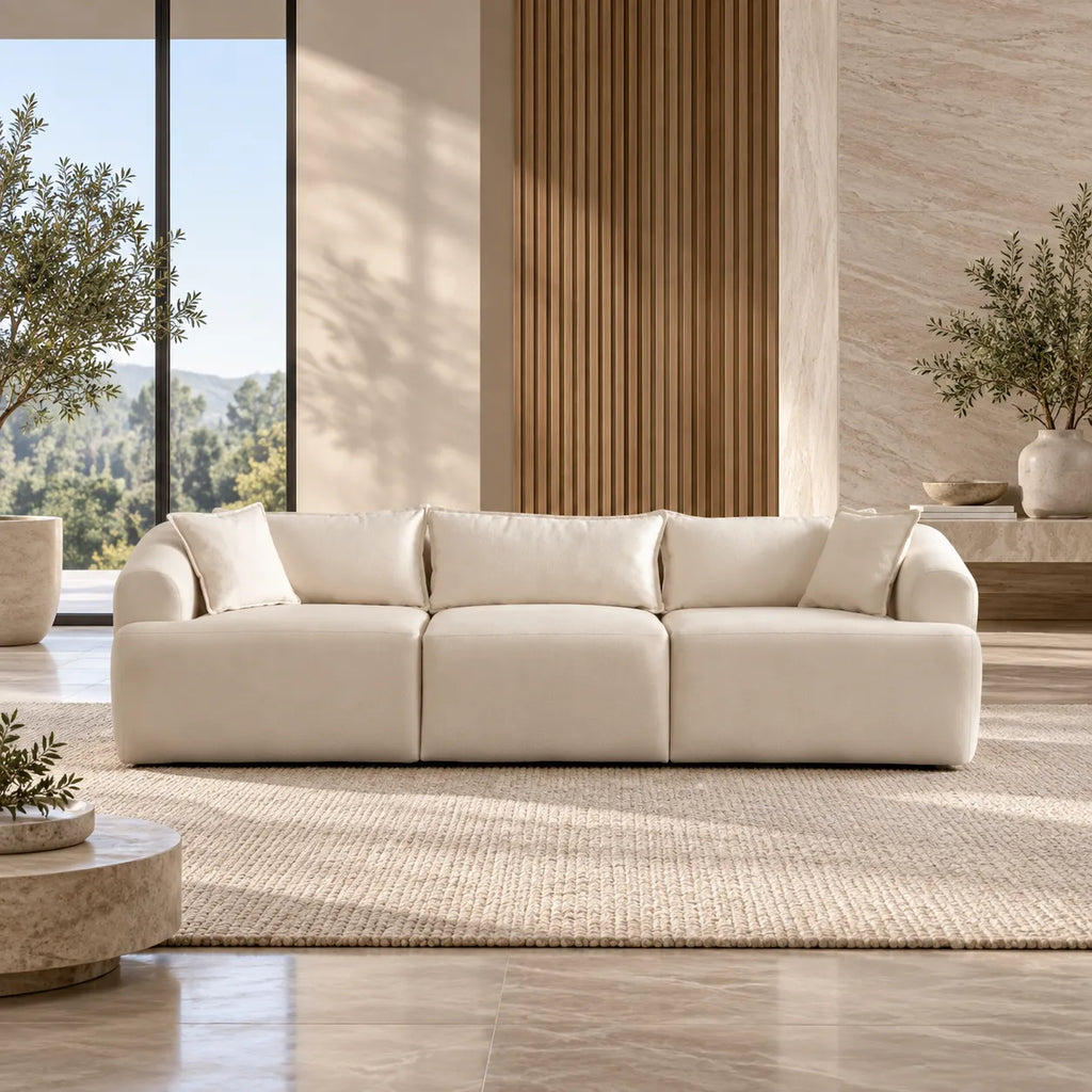 Canapé Mila Modulable Velours Blanc cassé