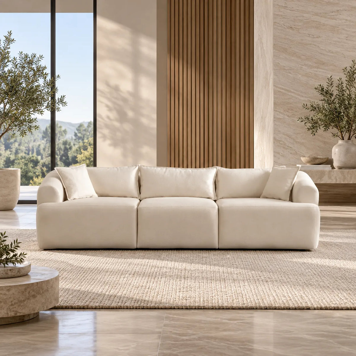 Canapé Mila Modulable Velours Blanc cassé