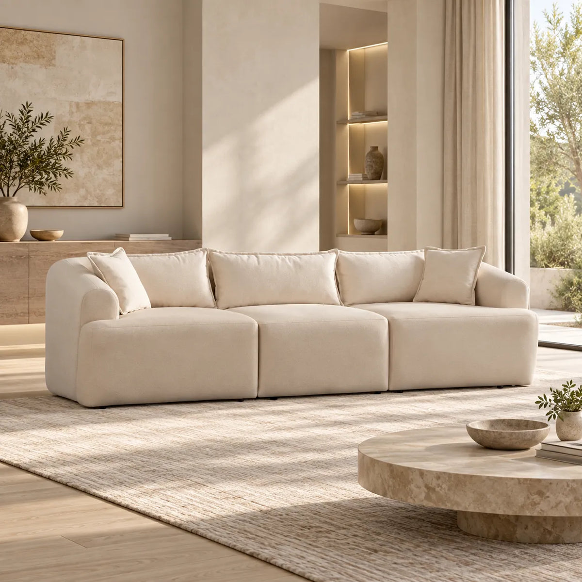 Canapé Mila Modulable Velours Blanc cassé