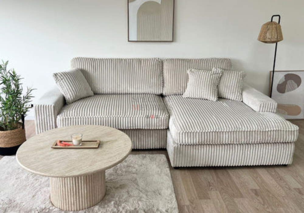 Canapé Mini Lexus Côtelé Blanc Cassé