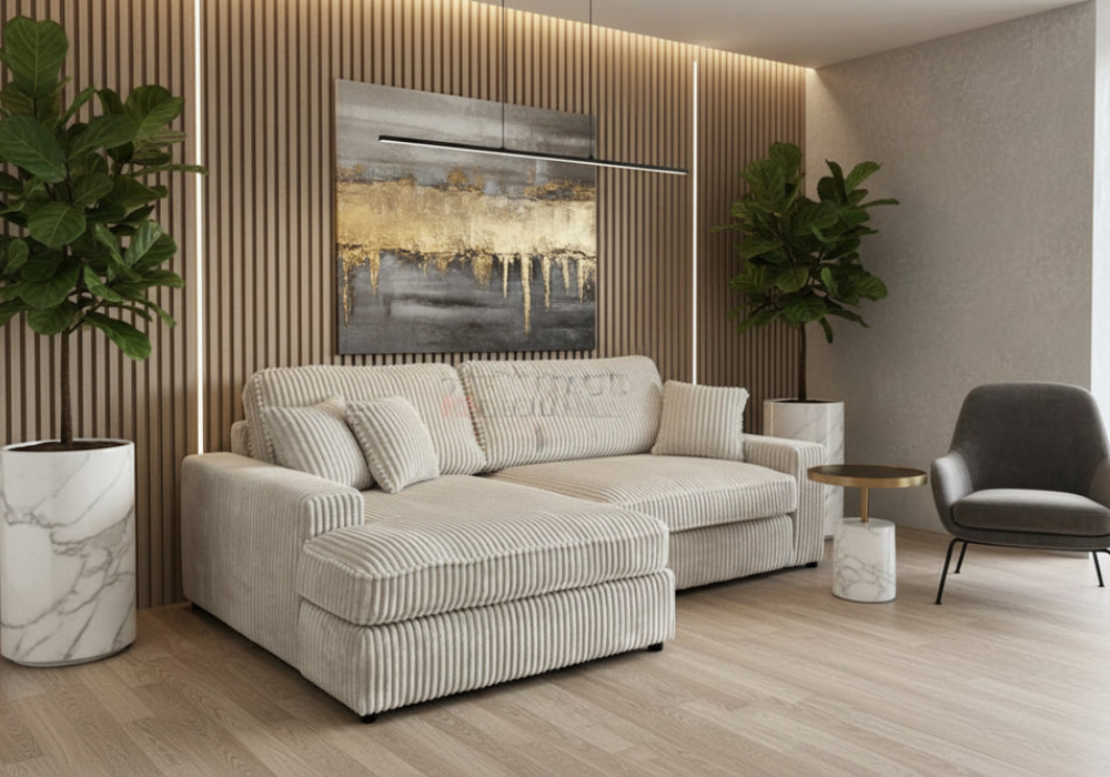 Canapé Mini Lexus Côtelé Blanc Cassé