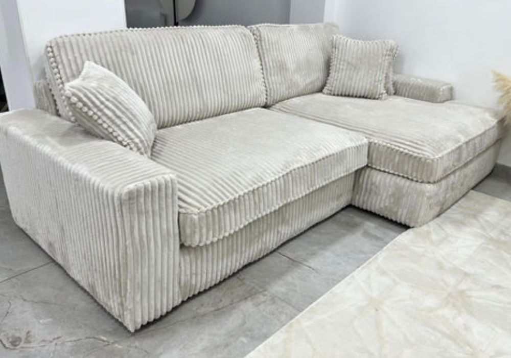 Canapé Mini Lexus Côtelé Blanc Cassé