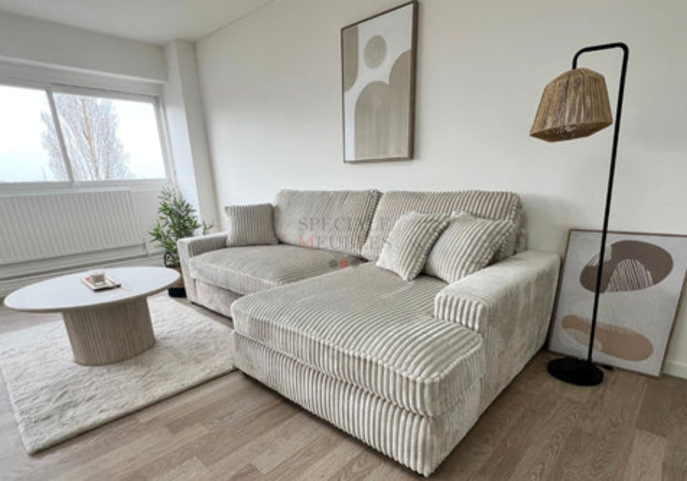 Canapé Mini Lexus Côtelé Blanc Cassé