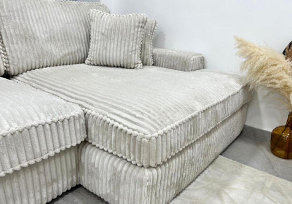 Canapé Mini Lexus Côtelé Blanc Cassé