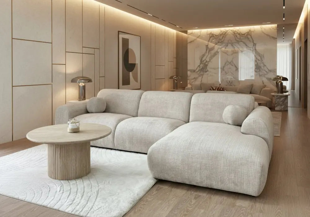 Canapé Cloud Tissu Marbella Crème ET Anthracite Swedzo-Meuble