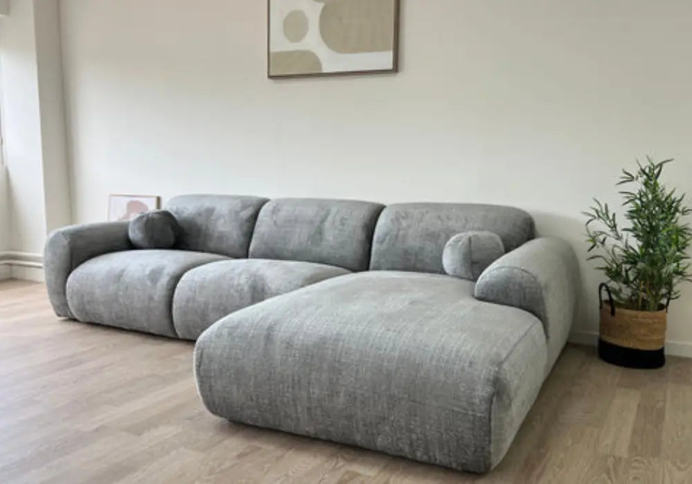 Canapé Cloud Tissu Marbella Crème ET Anthracite Swedzo-Meuble