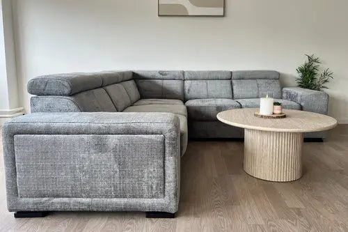 Canapé Karola Convertible Tissu Marbella Crème ET Anthracite Swedzo-Meuble