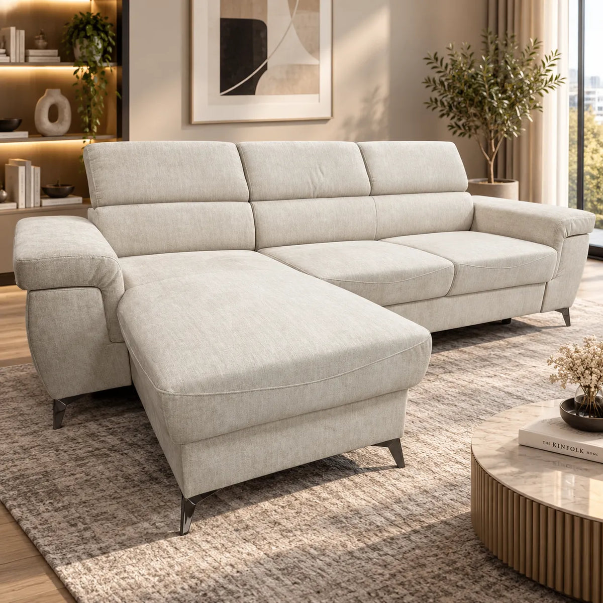 Canape convertible d'angle avec rangement