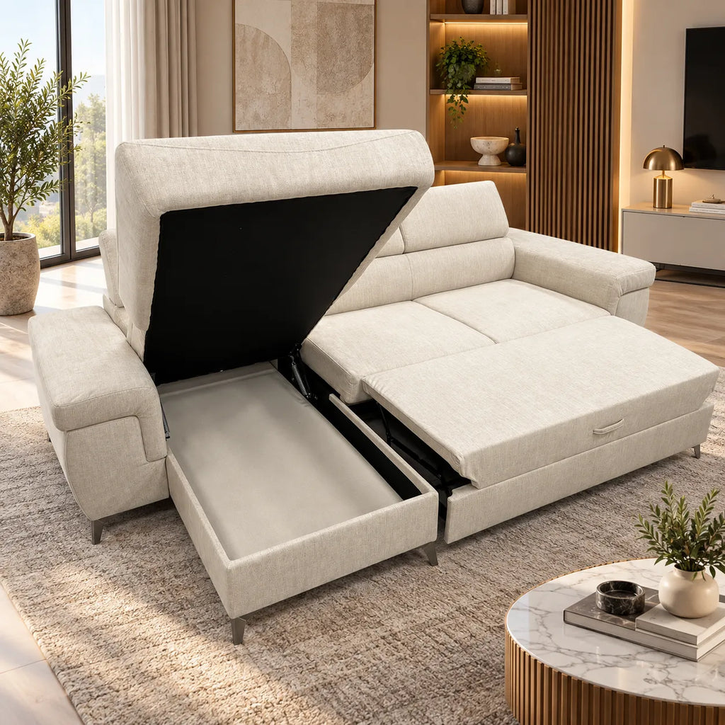Canape convertible d'angle avec rangement