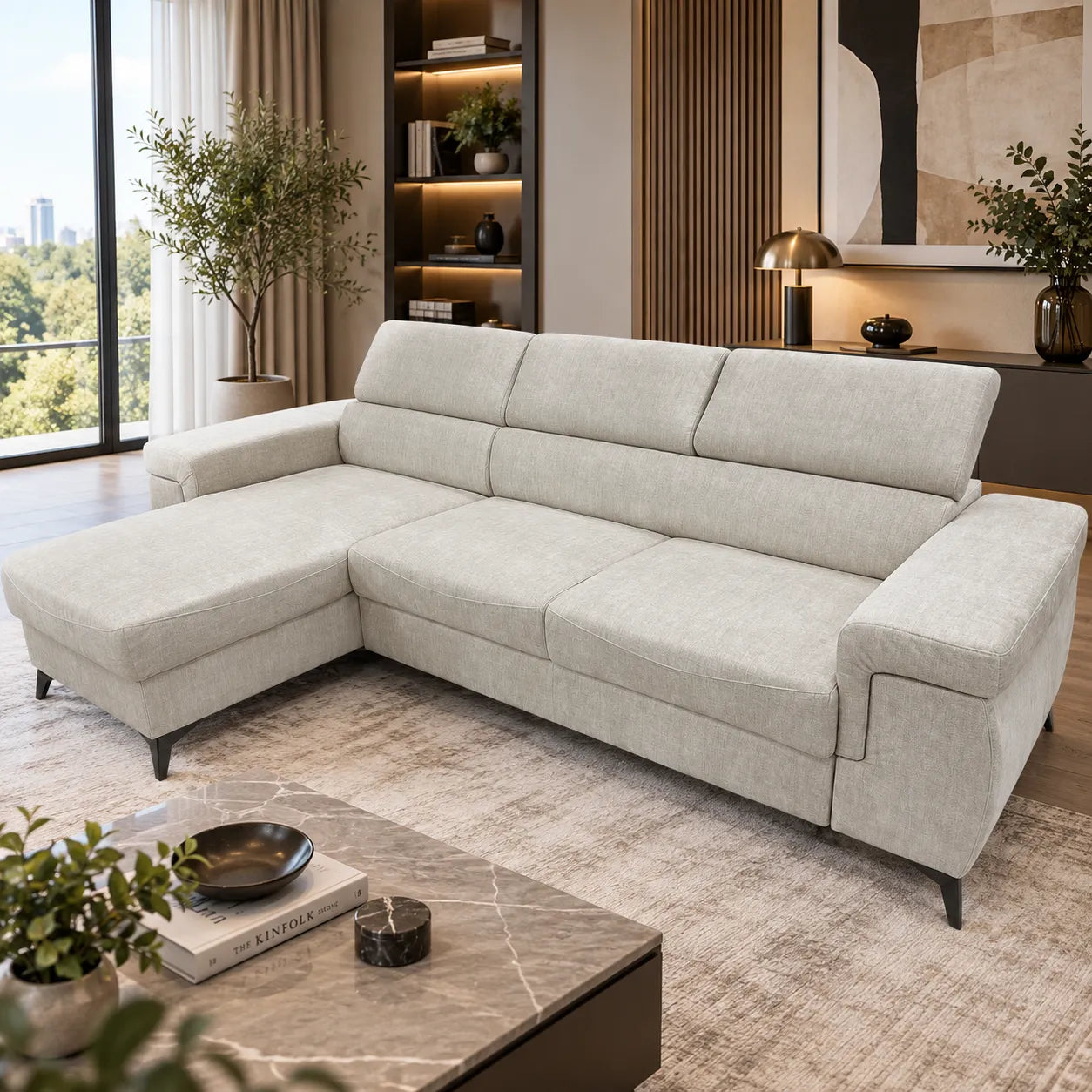 Canape convertible d'angle avec rangement