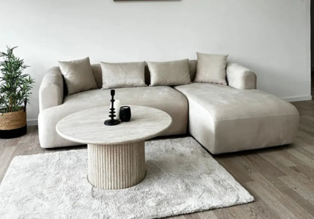 Canapé d'Angle Ela Velours Beige Swedzo-Meuble