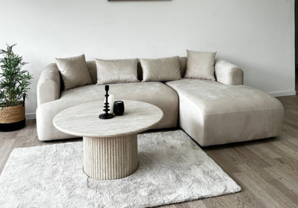 Canapé d'Angle Ela Velours Beige