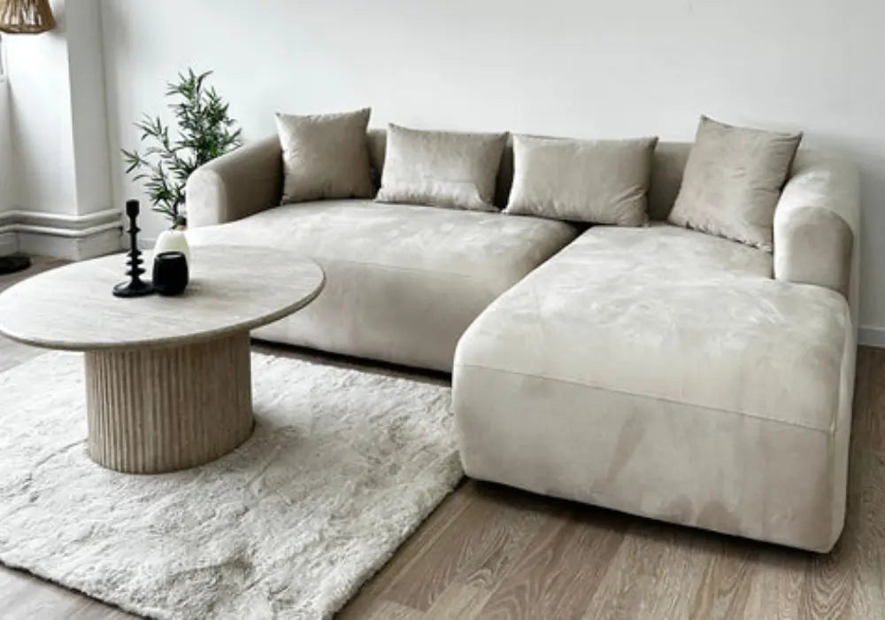 Canapé d'Angle Ela Velours Beige Swedzo-Meuble