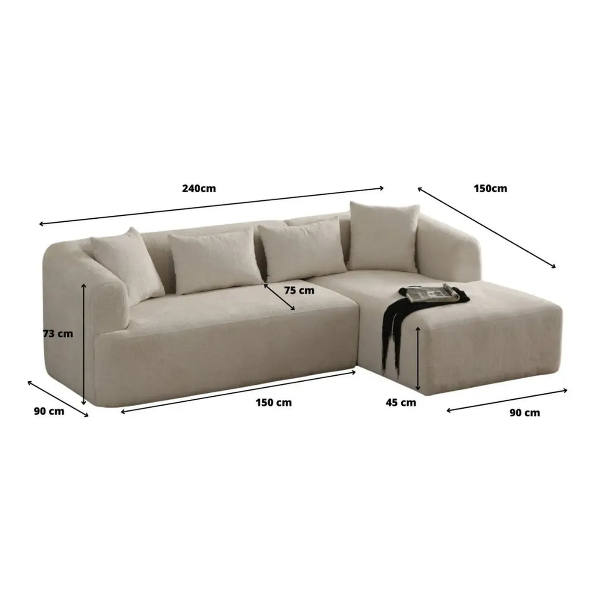 Canapé d'Angle Ela Velours Beige