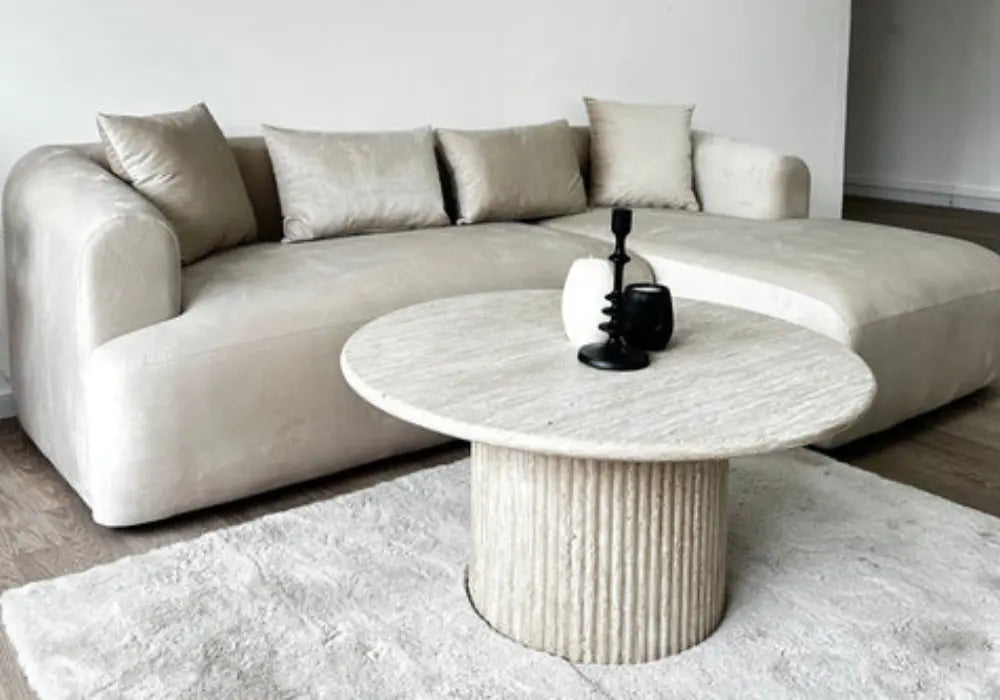 Canapé d'Angle Ela Velours Beige Swedzo-Meuble