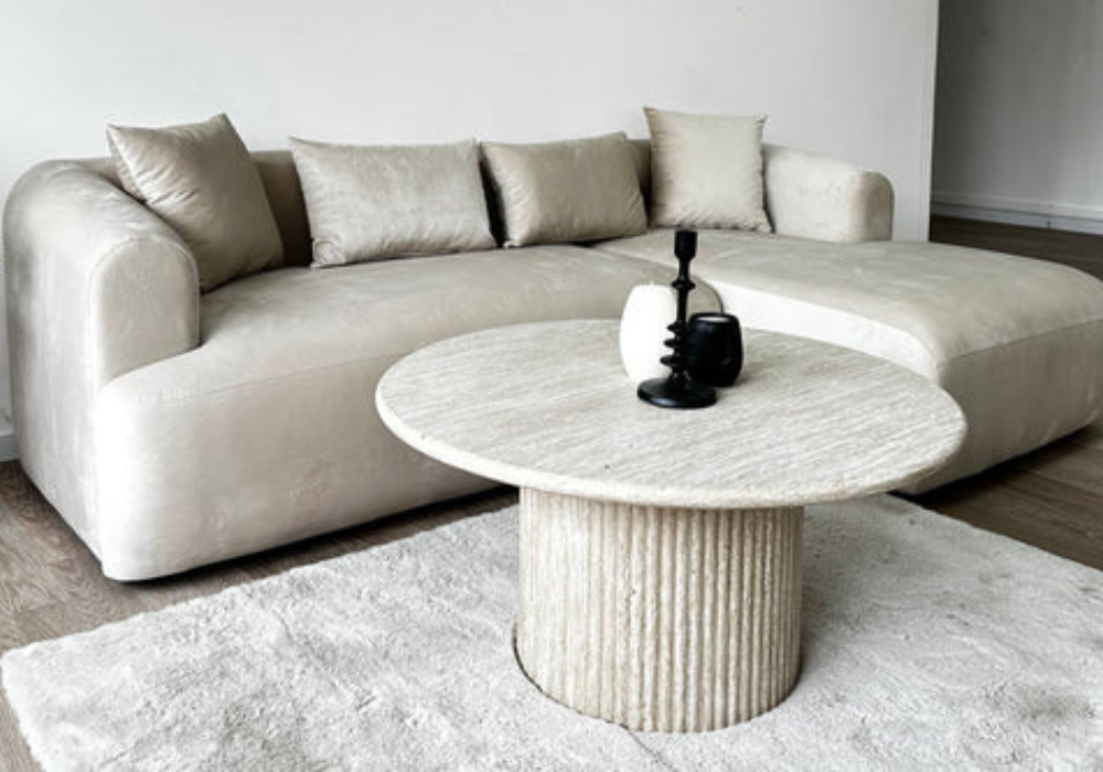 Canapé d'Angle Ela Velours Beige