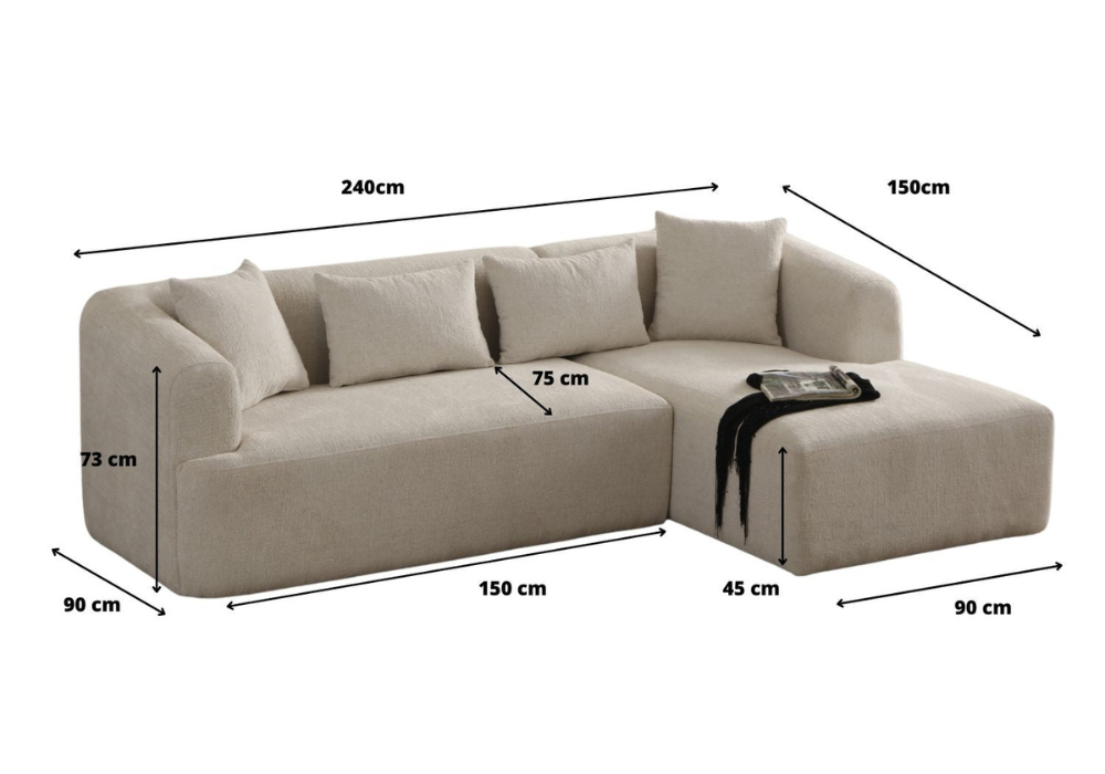 Canapé d'Angle Ela Velours Beige