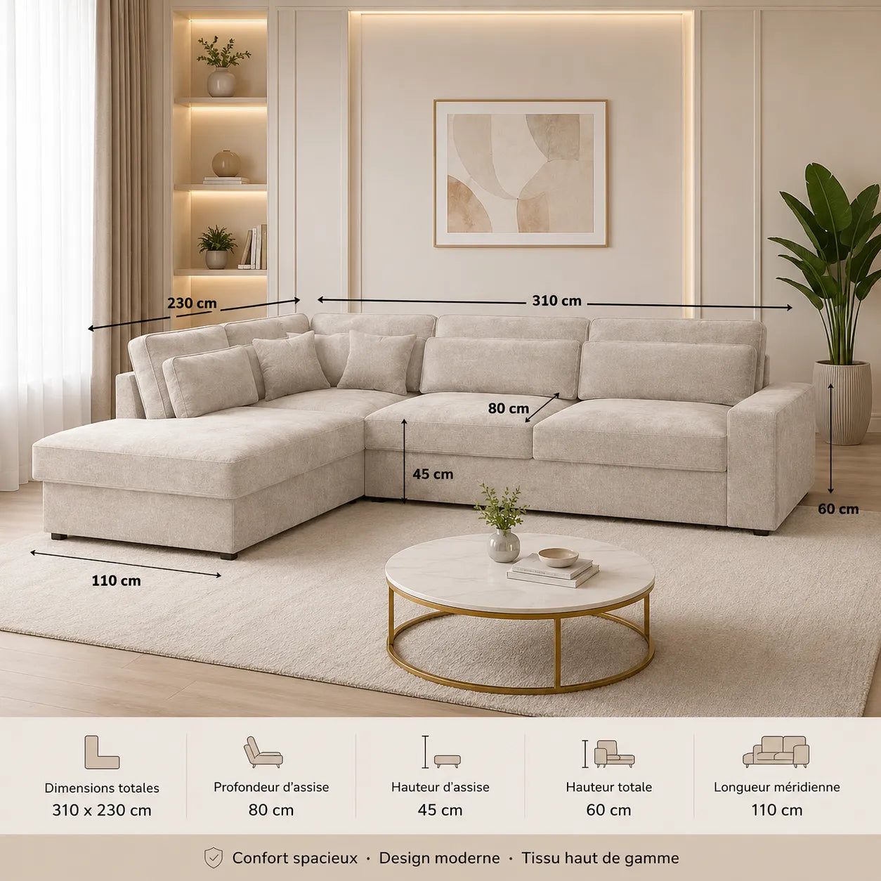 Canapé d'Angle Lexus Marbella Beige