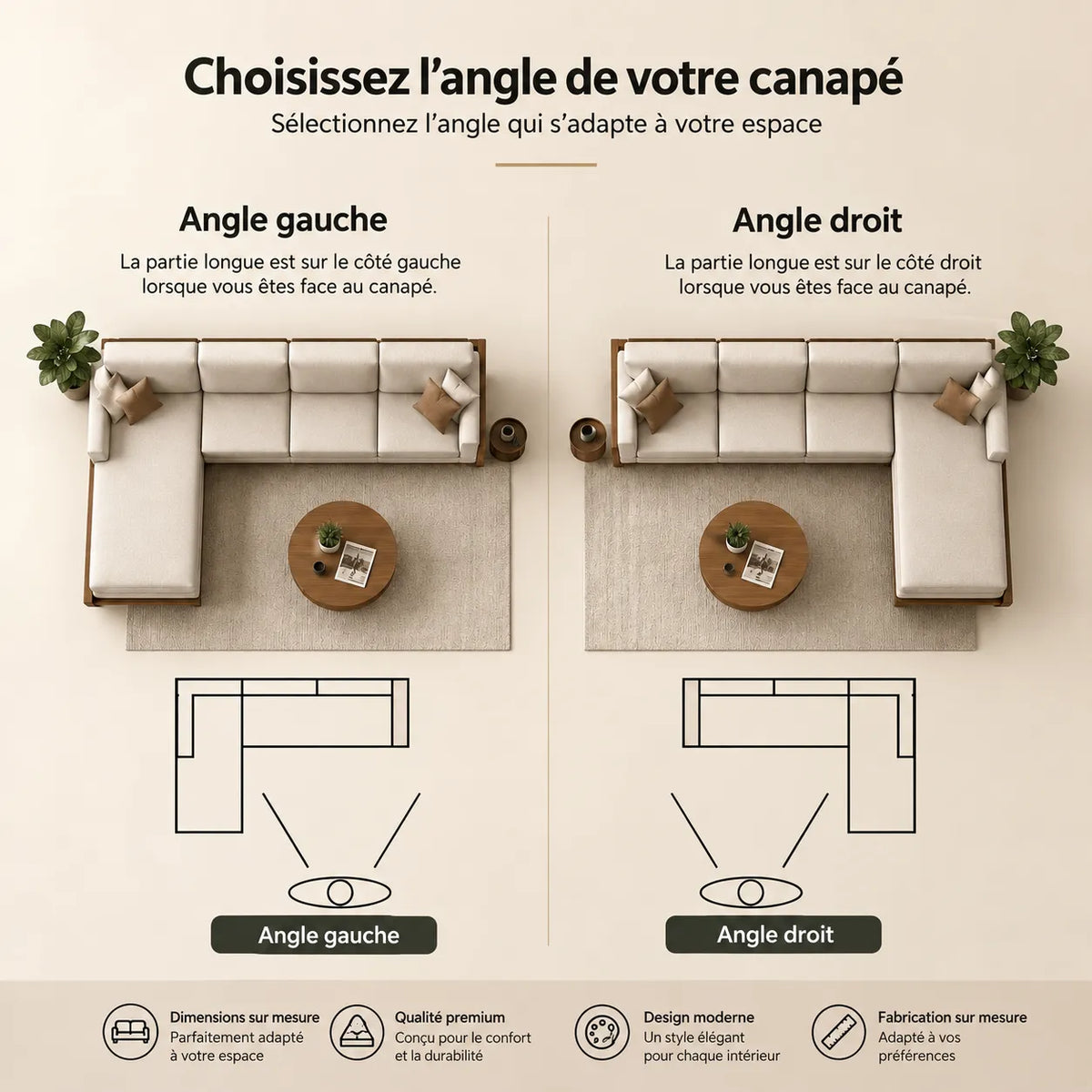 Canapé d’angle Lexus Velours Beige