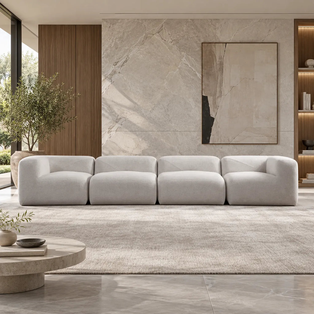 Canapé d’angle Nuage Chenille Blanc cassé