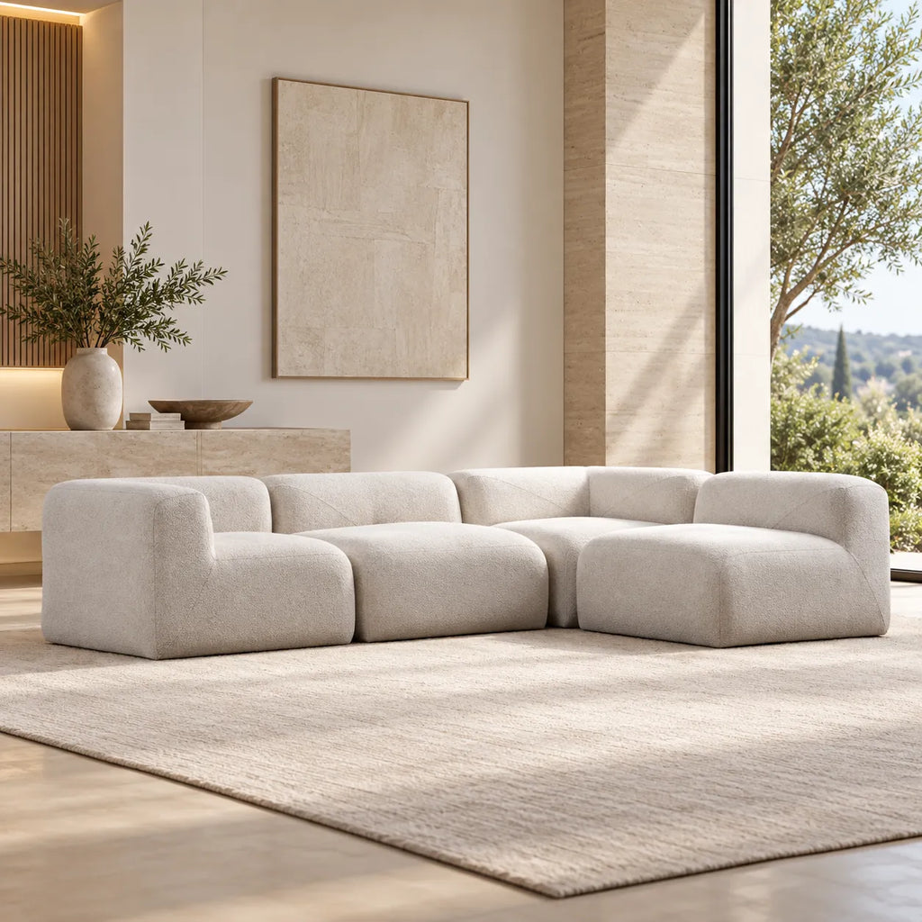 Canapé d’angle Nuage Chenille Blanc cassé