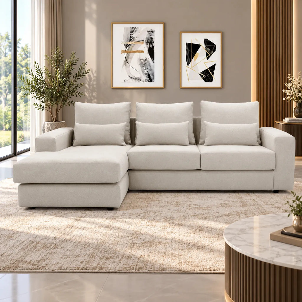 Canapé d'angle modulable crème SYRA