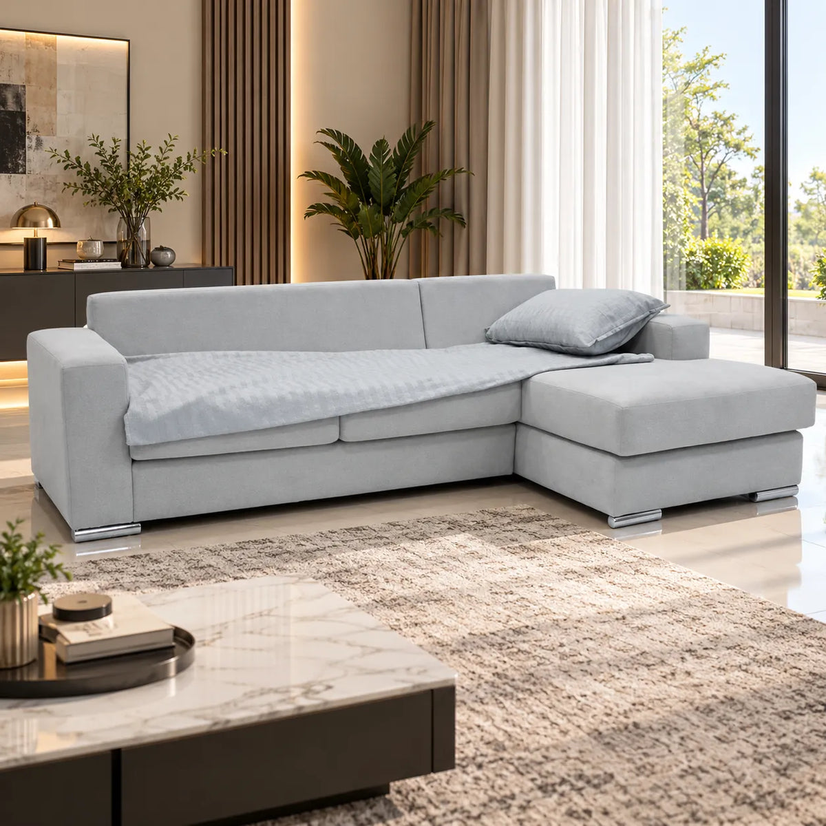 Canapé d'angle modulable crème SYRA