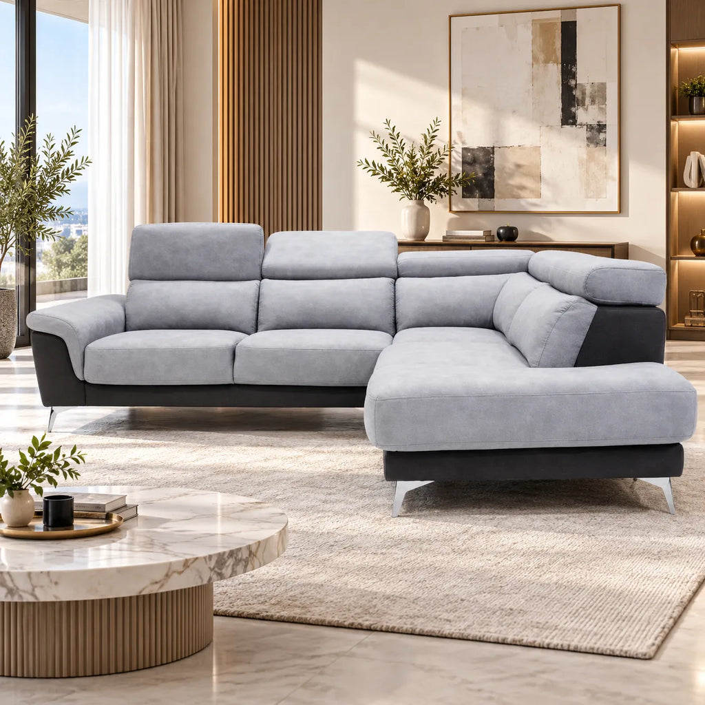 Canapé d'angle modulable relax gris FELIA