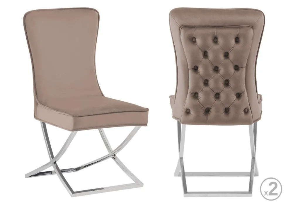Chaise capitonnée argent ENZO (Lot de 2)