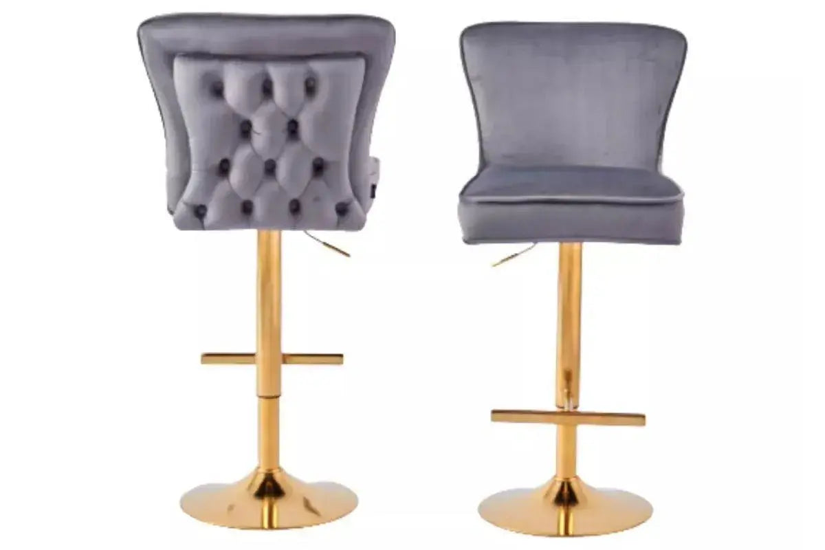 Chaise de bar dorée capitonnée anthracite ENZO ( 2 pieces ) Swedzo-Meuble