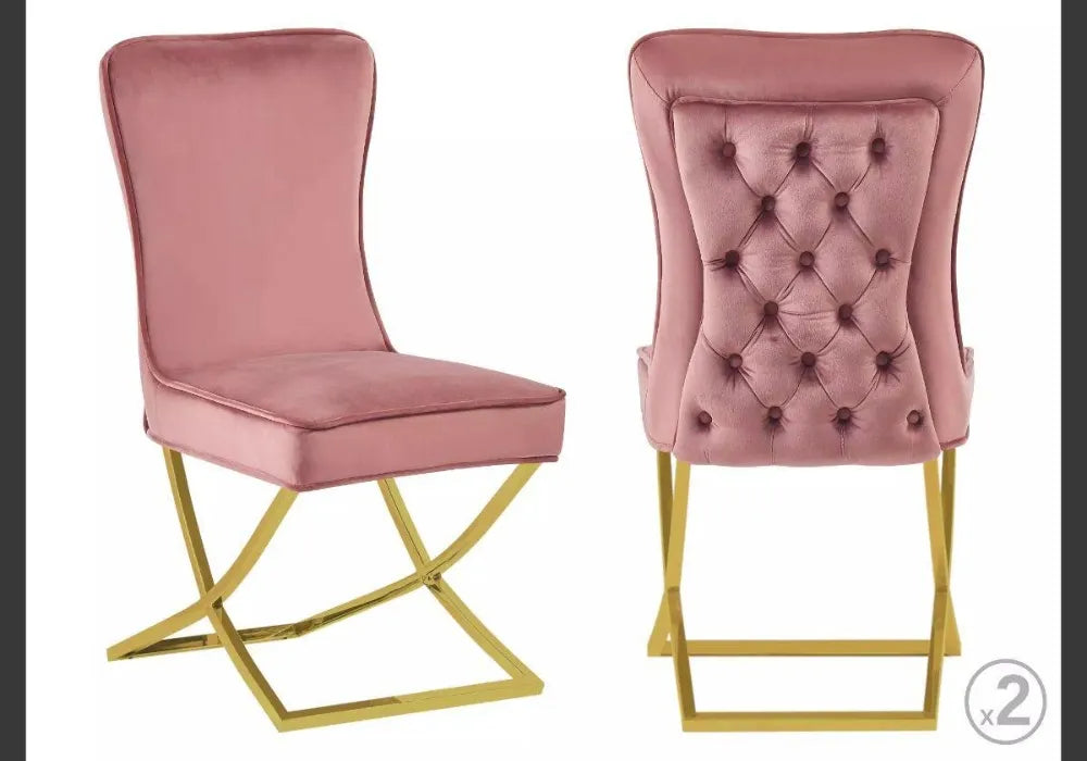 Chaise dorée capitonnée ENZO (Lot de 4)