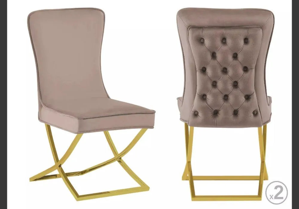 Chaise dorée capitonnée ENZO (Lot de 4)