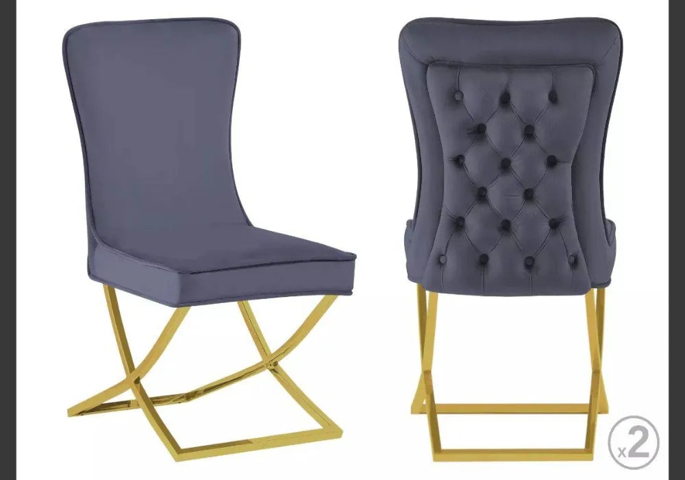 Chaise dorée capitonnée ENZO (Lot de 4)