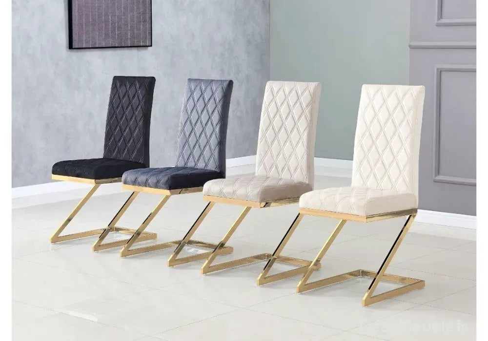 Chaise velours moka design doré AVA