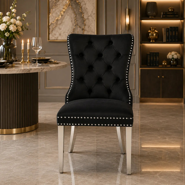 Chaise Capitonnée Argent LORA