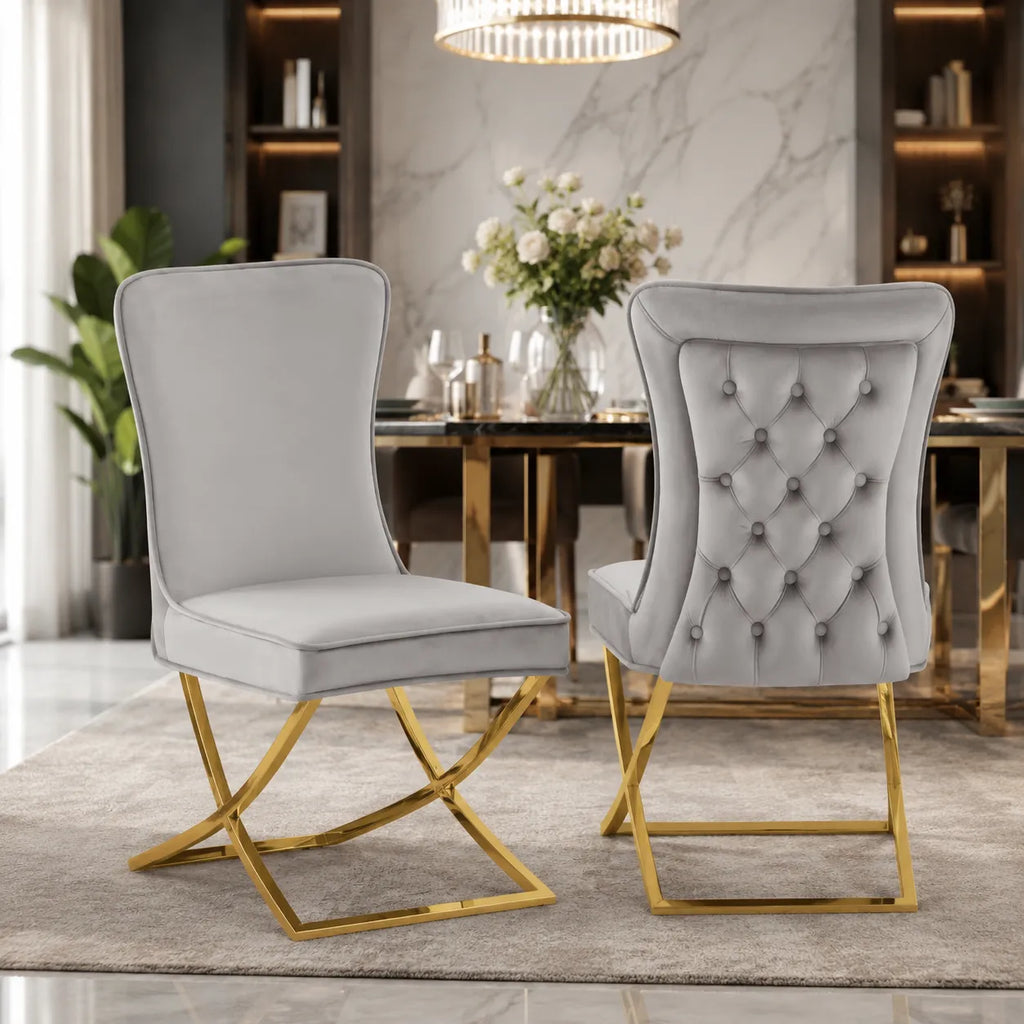 Chaise Dorée Capitonnée ENZO - Lot de 4