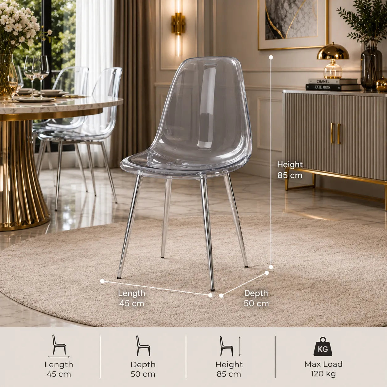 Chaise Invisible Pieds Chrome