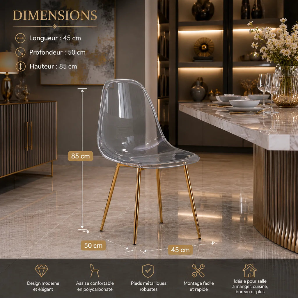 Chaise Invisible Pieds Gold