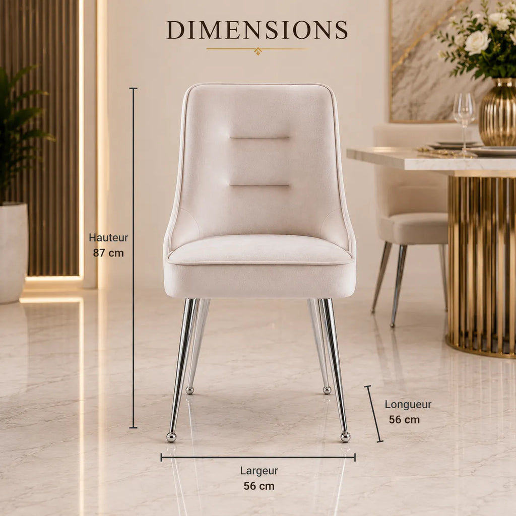 Chaise Velours argent ZIP