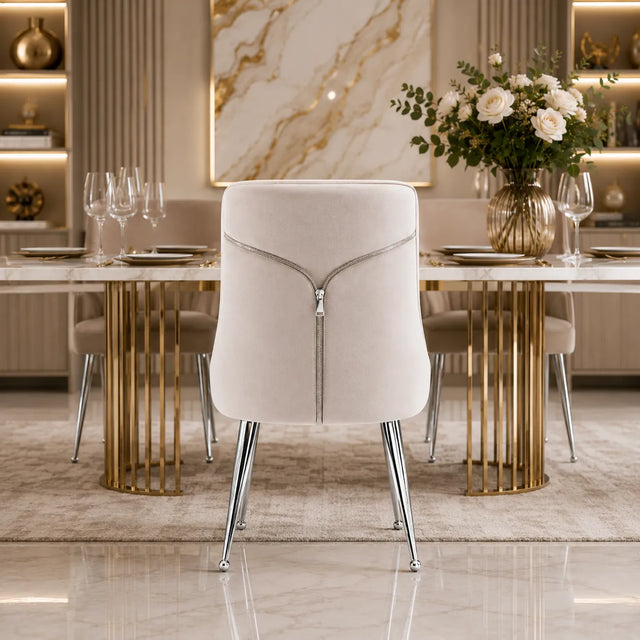 Chaise Velours argent ZIP