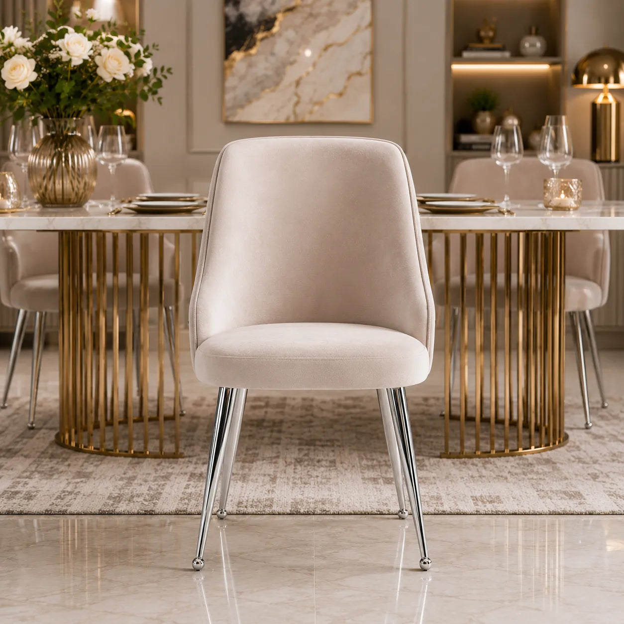 Chaise Velours argent ZIP