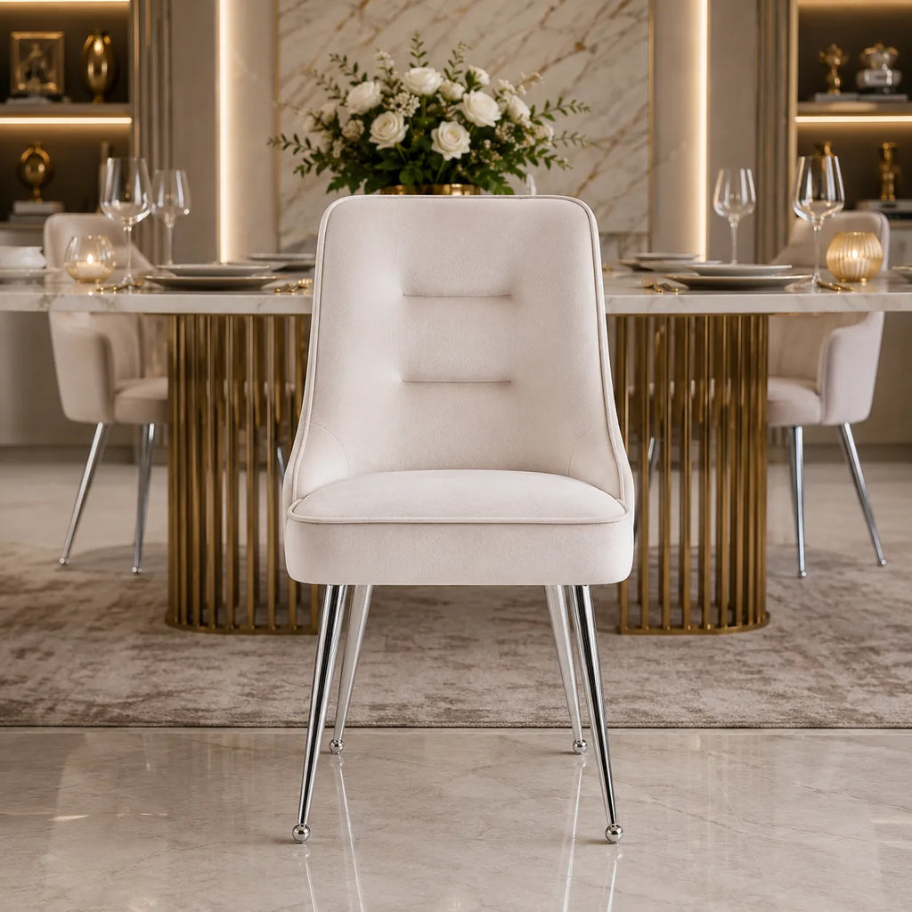 Chaise Velours argent ZIP