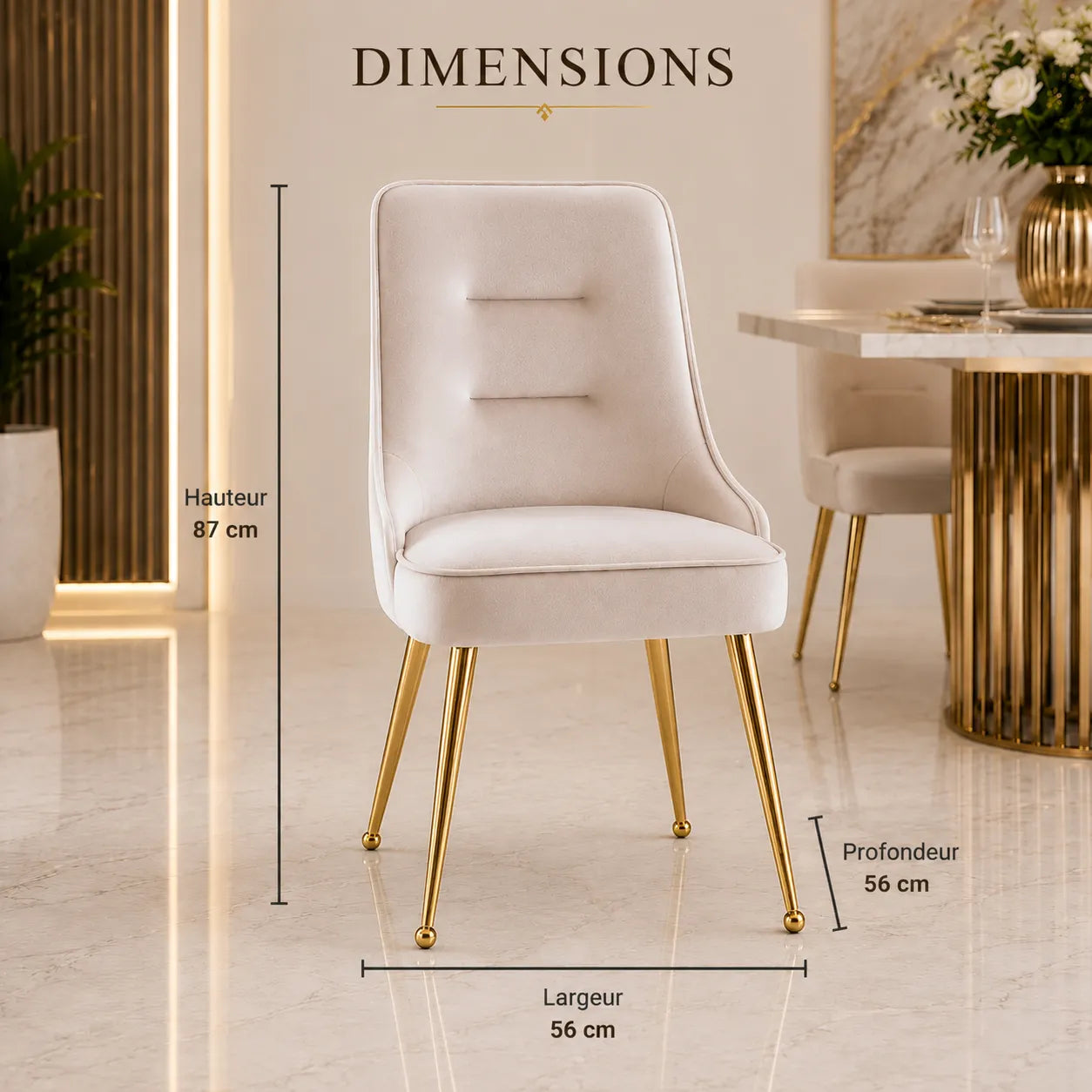 Chaise Velours dorée ZIP