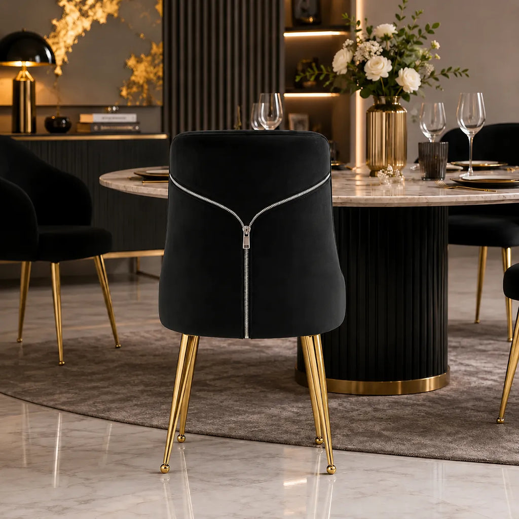 Chaise Velours dorée ZIP