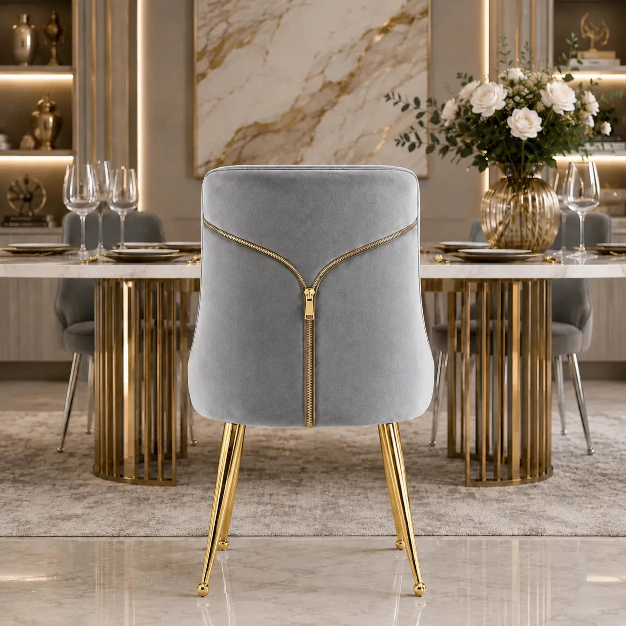 Chaise Velours dorée ZIP
